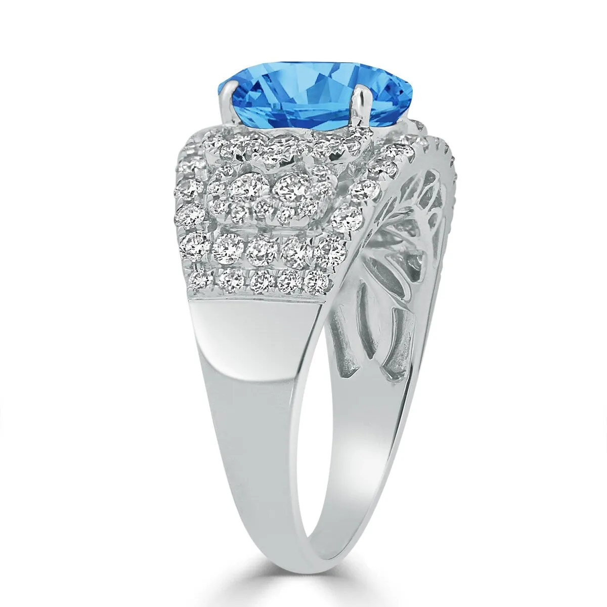 Auriya 3 1/5ct Oval Blue Topaz and Diamond Ring 1 1/3ctw 18K Gold sold by Zulily product image thumbnail 3