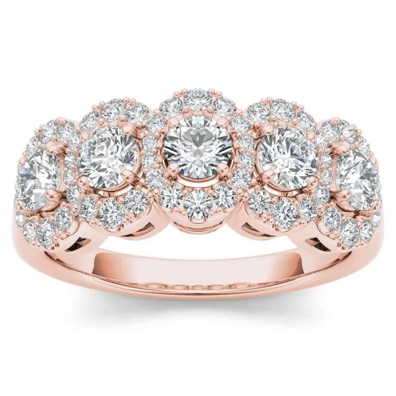 De Couer IGI Certified 14k Rose Gold 1 1/10 ct TDW Diamond Halo Ring - Pink sold by Zulily