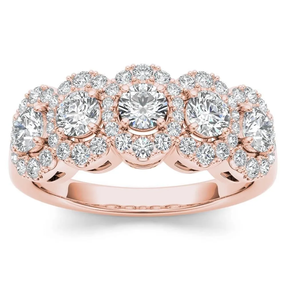 De Couer IGI Certified 14k Rose Gold 1 1/10 ct TDW Diamond Halo Ring - Pink sold by Zulily