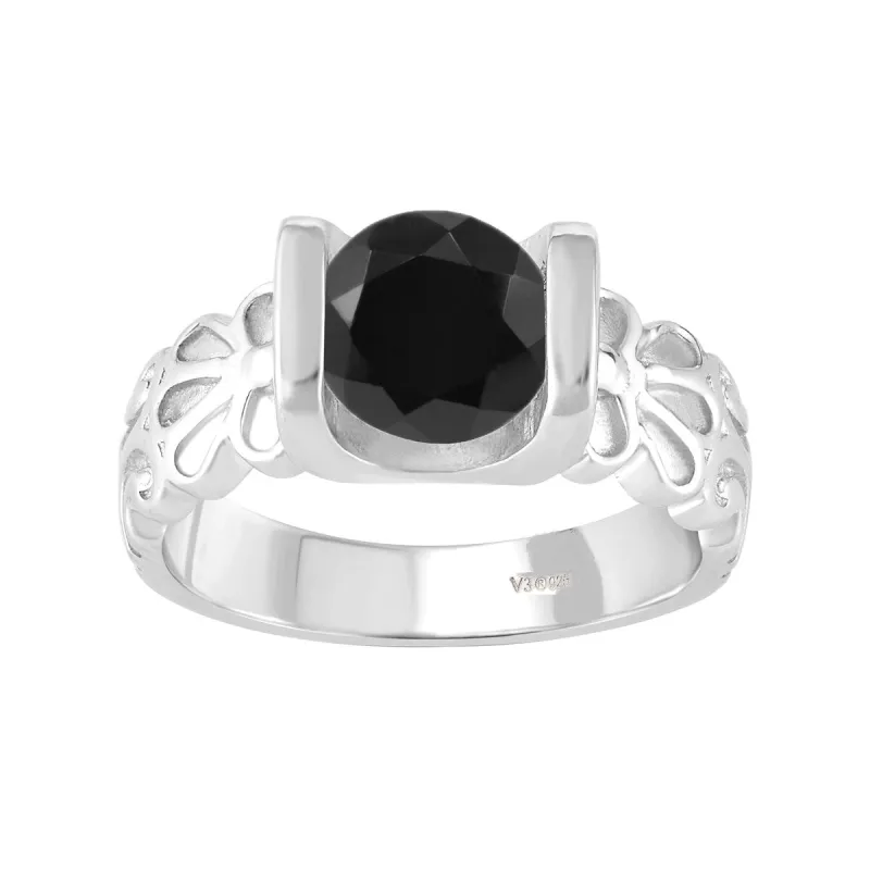 Sterling Silver with 2.30 CTTW Natural Black Diamond Solitaire Ring sold by Zulily