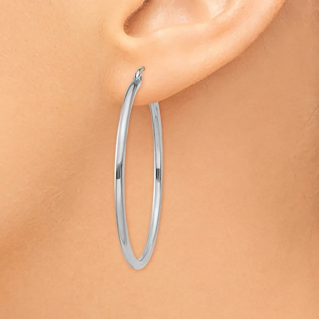 Curata 10k White Gold 40x2mm Polished Classic Tube Hoop Earrings sold by Zulily product image thumbnail 3