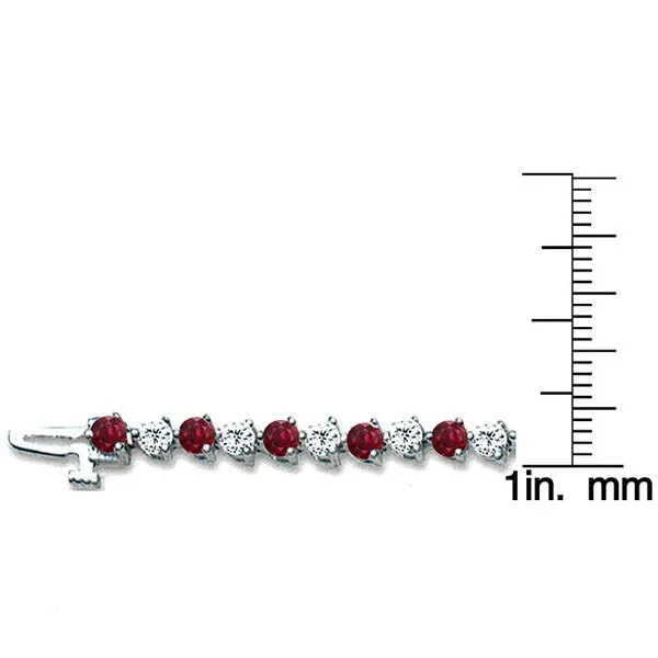 Auriya 3 1/2ct Red Ruby and 3 1/2ct TW 3-Prong Diamond Tennis Bracelet 14k Gold sold by Zulily product image thumbnail 4