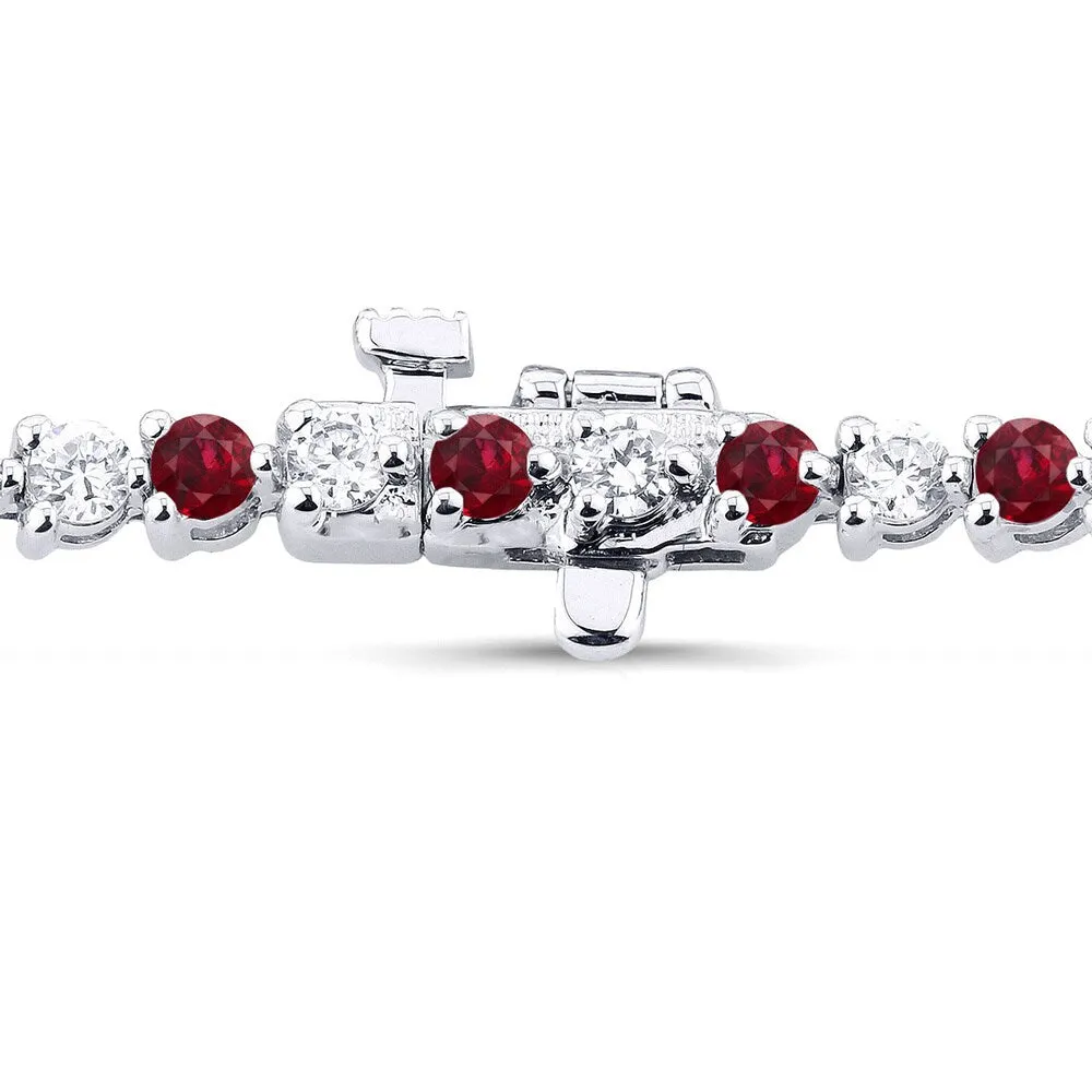 Auriya 3 1/2ct Red Ruby and 3 1/2ct TW 3-Prong Diamond Tennis Bracelet 14k Gold sold by Zulily product image thumbnail 3