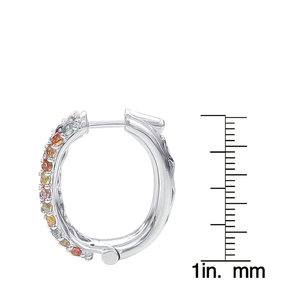 Sterling Silver 4.25ct TGW Multi Sapphire Oval Hoop Earrings sold by Zulily product image thumbnail 3