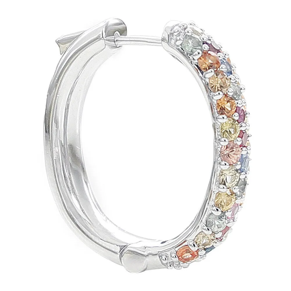 Sterling Silver 4.25ct TGW Multi Sapphire Oval Hoop Earrings sold by Zulily product image thumbnail 2