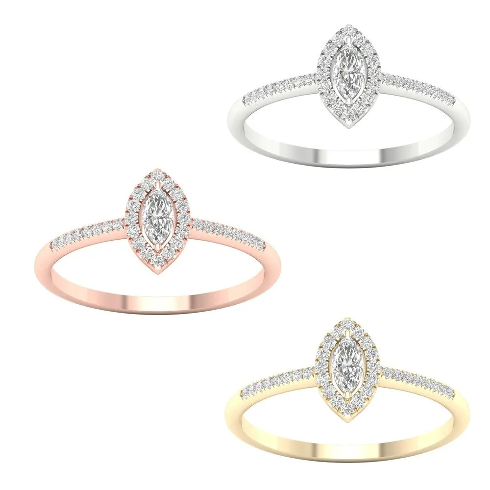 1/5ct TDW Marquise Shape Diamond Halo Ring in 10k Gold by De Couer sold by Zulily product image thumbnail 4