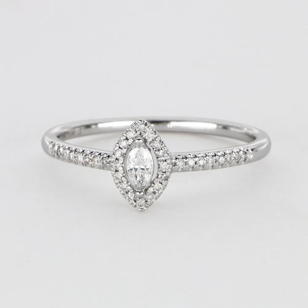 1/5ct TDW Marquise Shape Diamond Halo Ring in 10k Gold by De Couer sold by Zulily