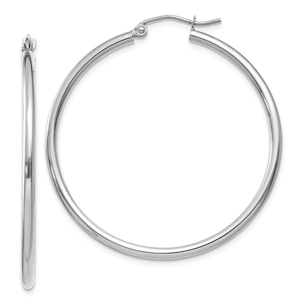 Curata 10k White Gold 40x2mm Polished Classic Tube Hoop Earrings sold by Zulily