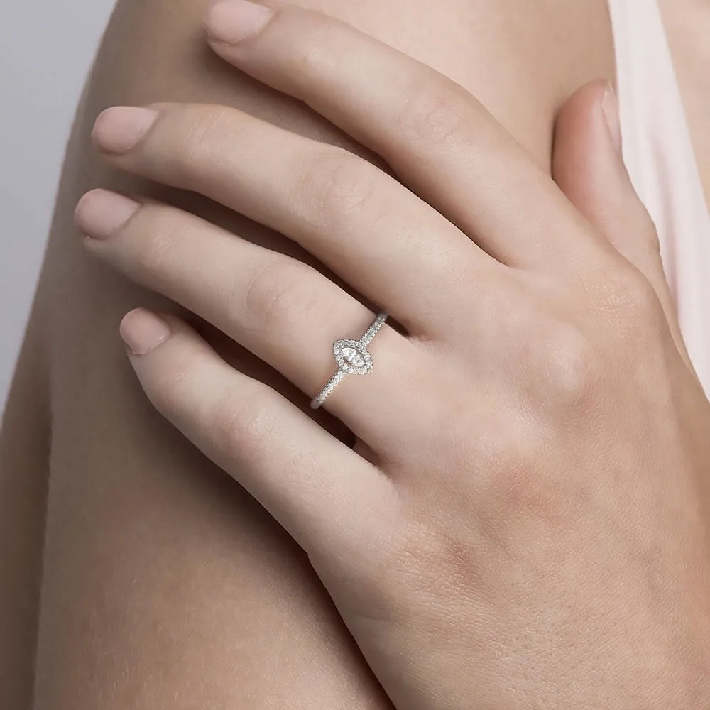 1/5ct TDW Marquise Shape Diamond Halo Ring in 10k Gold by De Couer sold by Zulily product image thumbnail 3