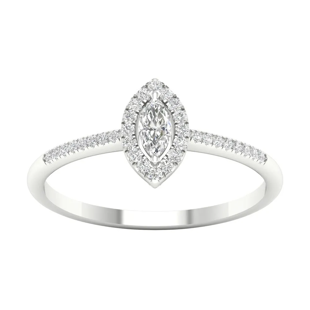 1/5ct TDW Marquise Shape Diamond Halo Ring in 10k Gold by De Couer sold by Zulily product image thumbnail 5
