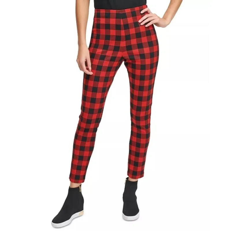DKNY Women's Plaid Pull-On Leggings Bright Red Size Extra Small sold by Zulily