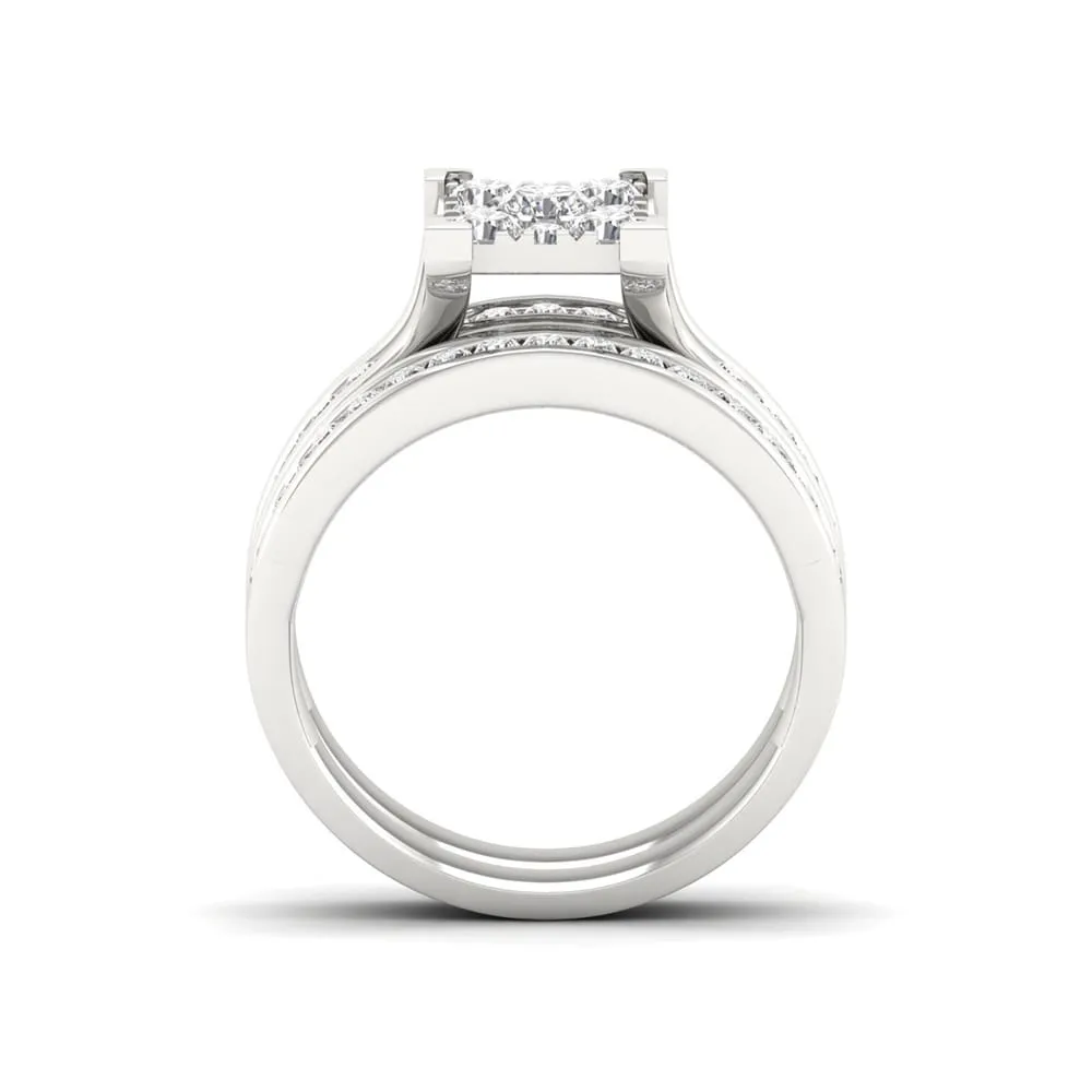 De Couer IGI Certified 10k White Gold 1ct TDW Diamond Cluster Bridal Set sold by Zulily product image thumbnail 3