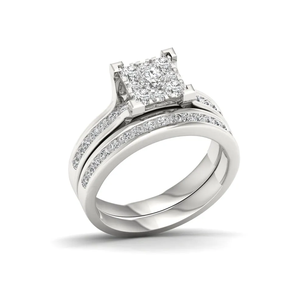 De Couer IGI Certified 10k White Gold 1ct TDW Diamond Cluster Bridal Set sold by Zulily product image thumbnail 2
