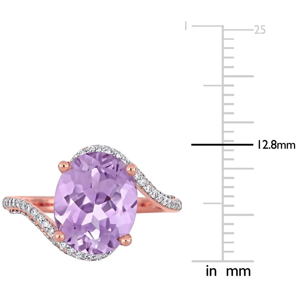 Miadora 14k Rose Gold Oval-Cut Rose de France and 1/3ct TDW Diamond Bypass Cocktail Ring sold by Zulily product image thumbnail 4