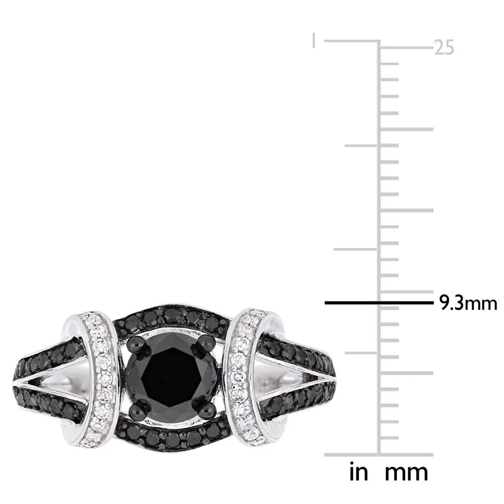 Miadora 10k White Gold with Black Rhodium 1-3/8ct TDW Black & White Diamond Split Shank Ring sold by Zulily product image thumbnail 4