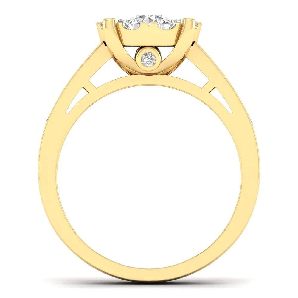 De Couer IGI Certified 10k Yellow Gold 1 1/2ct TDW Diamond Cluster Engagement Ring Set with One Band sold by Zulily product image thumbnail 4