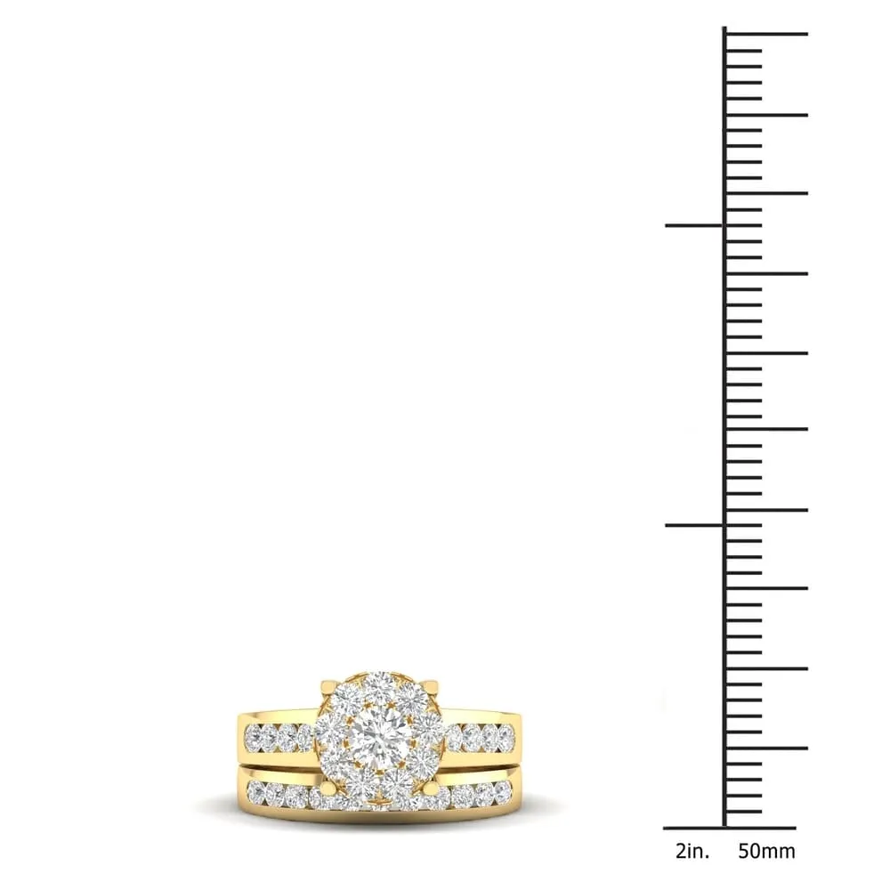 De Couer IGI Certified 10k Yellow Gold 1 1/2ct TDW Diamond Cluster Engagement Ring Set with One Band sold by Zulily product image thumbnail 5