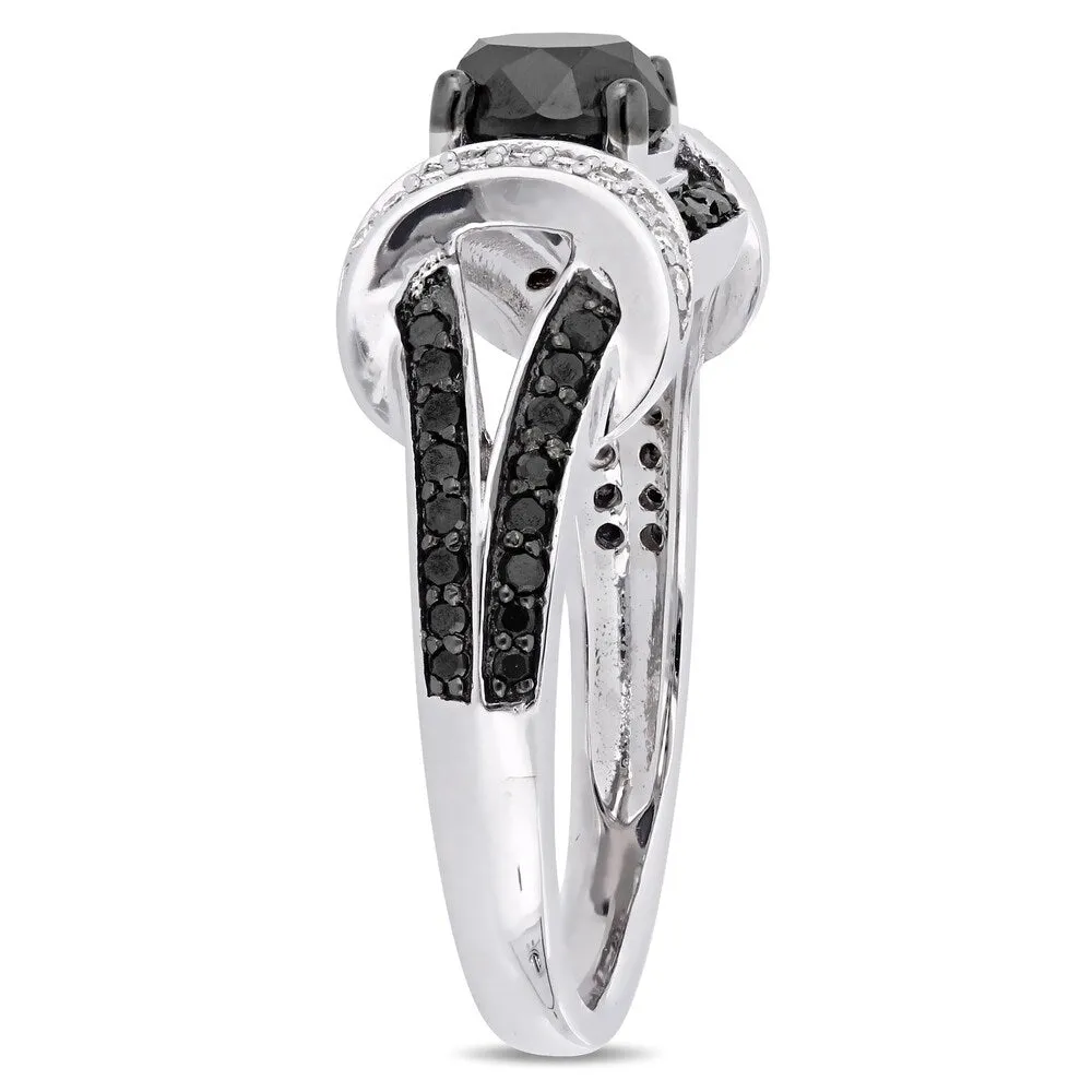 Miadora 10k White Gold with Black Rhodium 1-3/8ct TDW Black & White Diamond Split Shank Ring sold by Zulily product image thumbnail 3