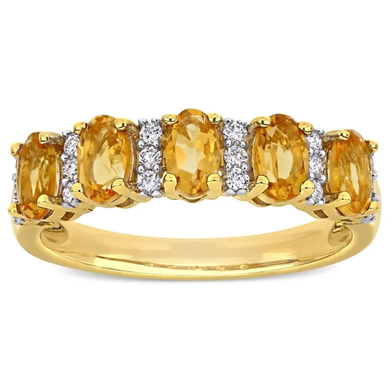 Miadora 14k Yellow Gold Oval-Cut Citrine and 1/6ct TDW Diamond Anniversary Band sold by Zulily