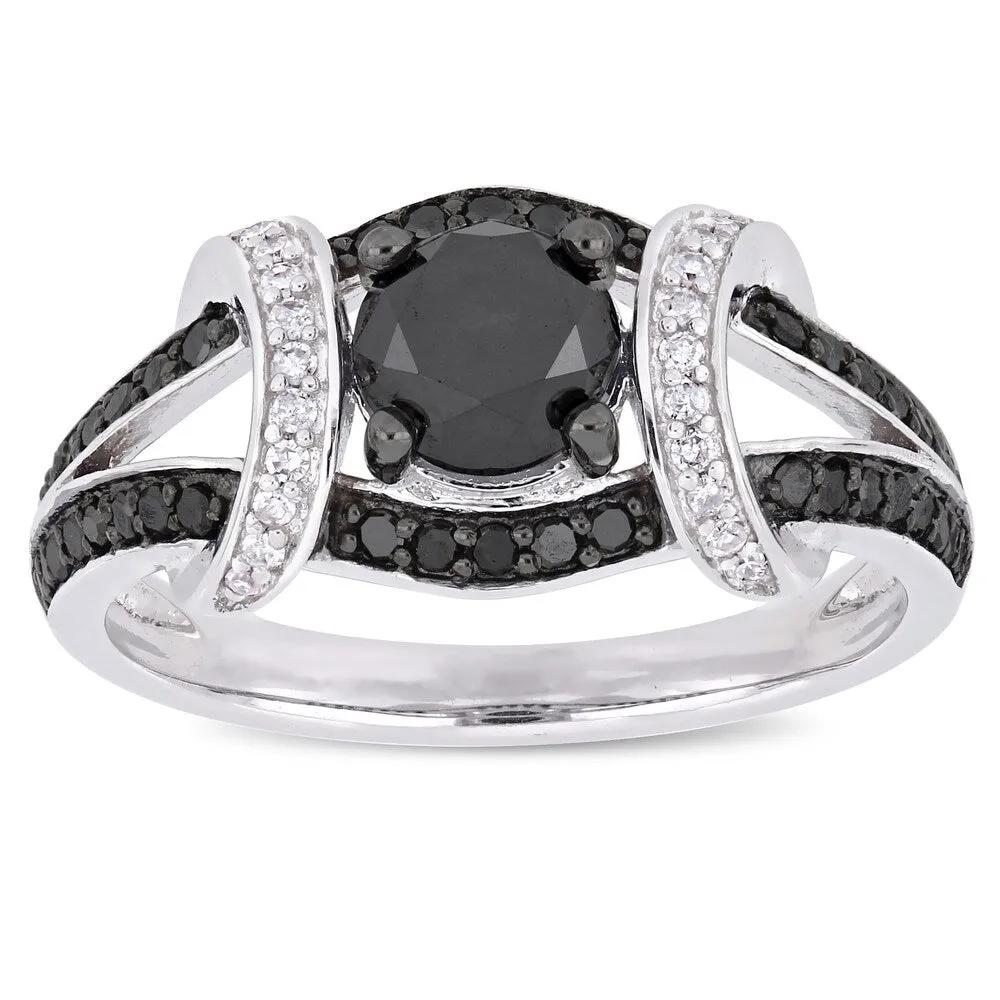 Miadora 10k White Gold with Black Rhodium 1-3/8ct TDW Black & White Diamond Split Shank Ring sold by Zulily product image thumbnail 2