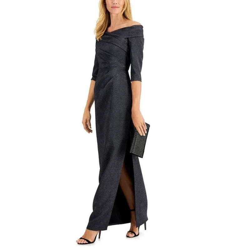 Adrianna Papell Women's Off The Shoulder Gown Gray Size 4 sold by Zulily