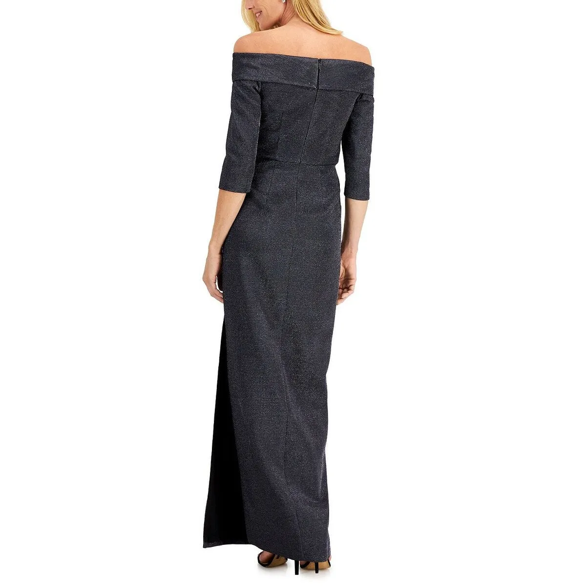 Adrianna Papell Women's Off The Shoulder Gown Gray Size 4 sold by Zulily product image thumbnail 2