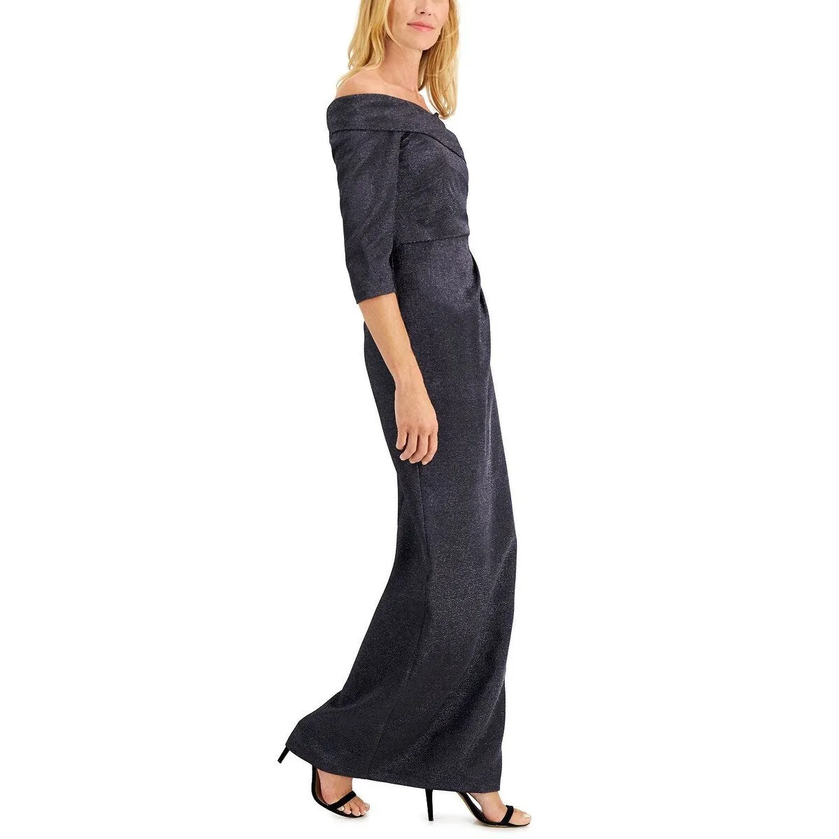 Adrianna Papell Women's Off The Shoulder Gown Gray Size 4 sold by Zulily product image thumbnail 3
