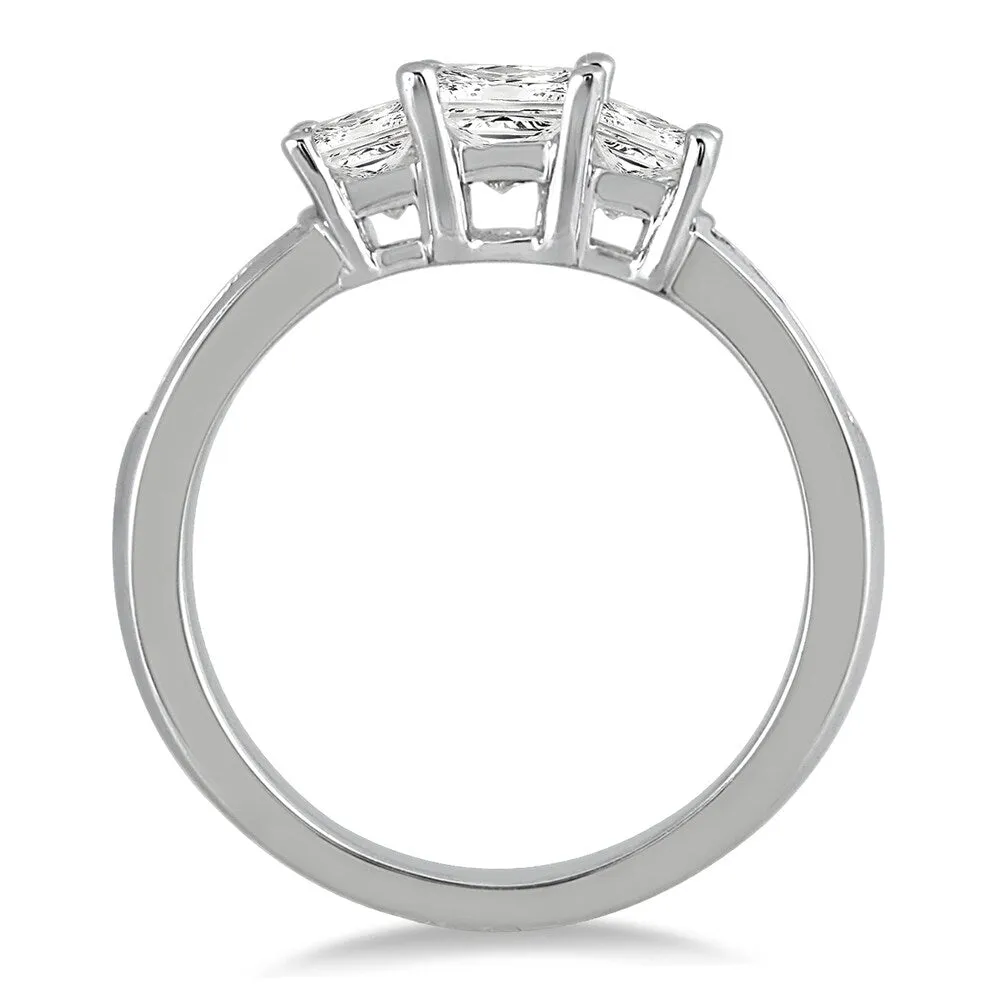 1 1/2 Carat TW Princess Cut Diamond Three Stone Ring in 14K White Gold sold by Zulily product image thumbnail 2