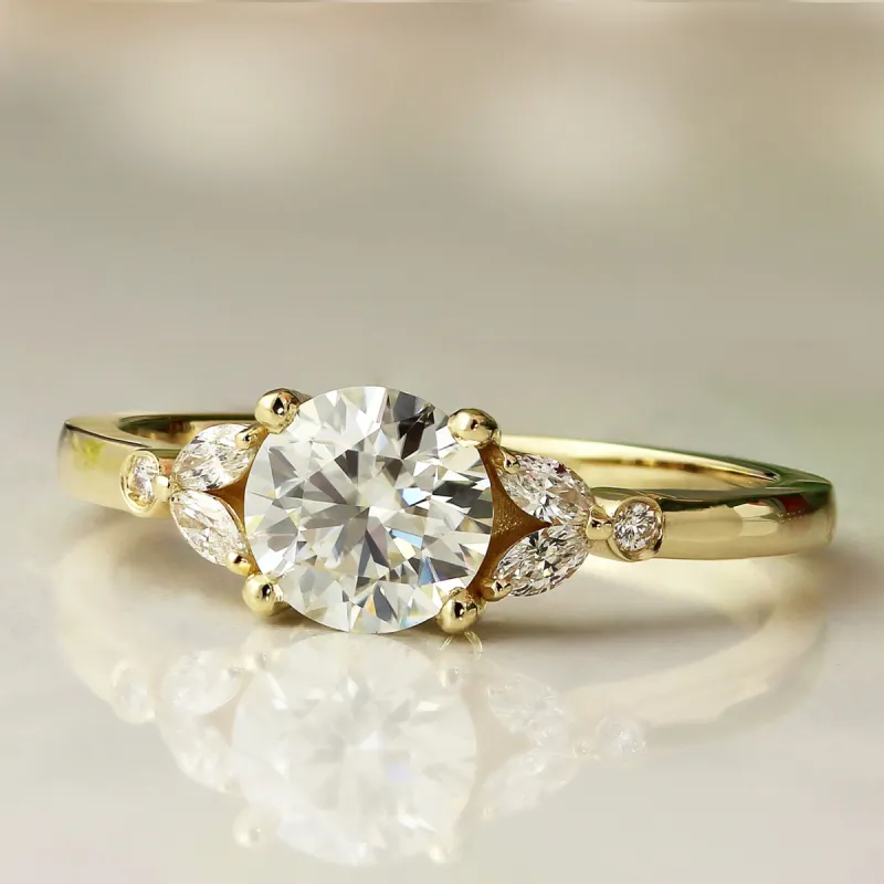 Auriya 14k Gold 1 1/2ctw Vintage Floral Moissanite and Diamond Engagement Ring 1/4ctw sold by Zulily