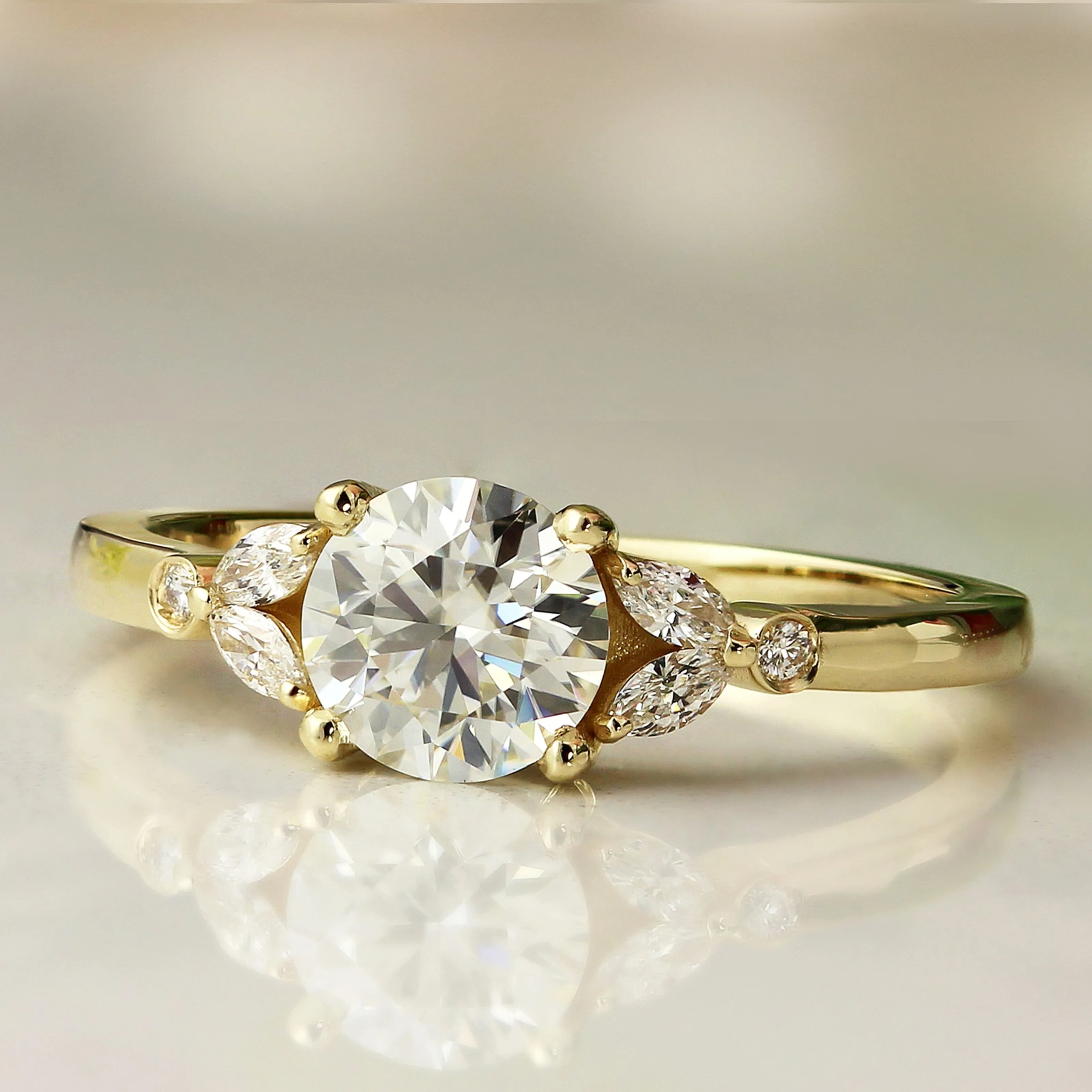 Auriya 14k Gold 1 1/2ctw Vintage Floral Moissanite and Diamond Engagement Ring 1/4ctw sold by Zulily
