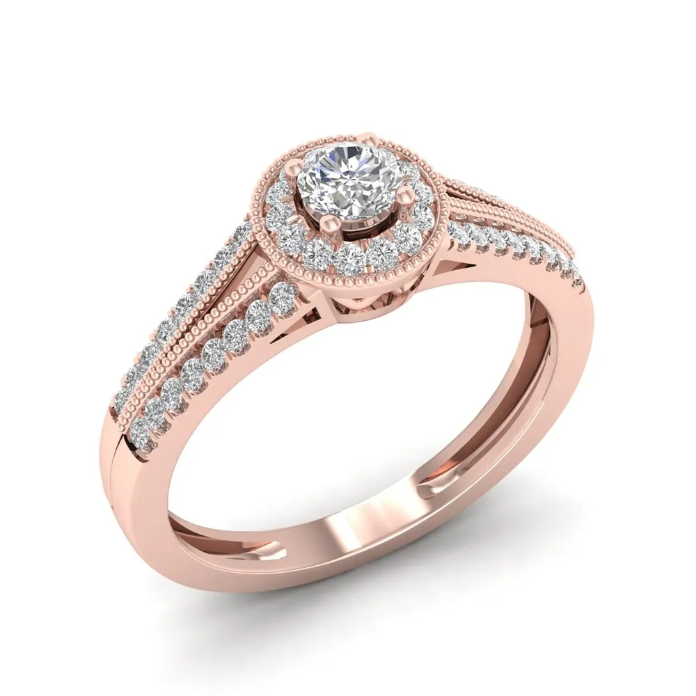 De Couer 1/3ct TDW Diamond Round Shape Halo Engagement Ring - Pink sold by Zulily product image thumbnail 2