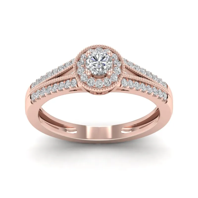 De Couer 1/3ct TDW Diamond Round Shape Halo Engagement Ring - Pink sold by Zulily