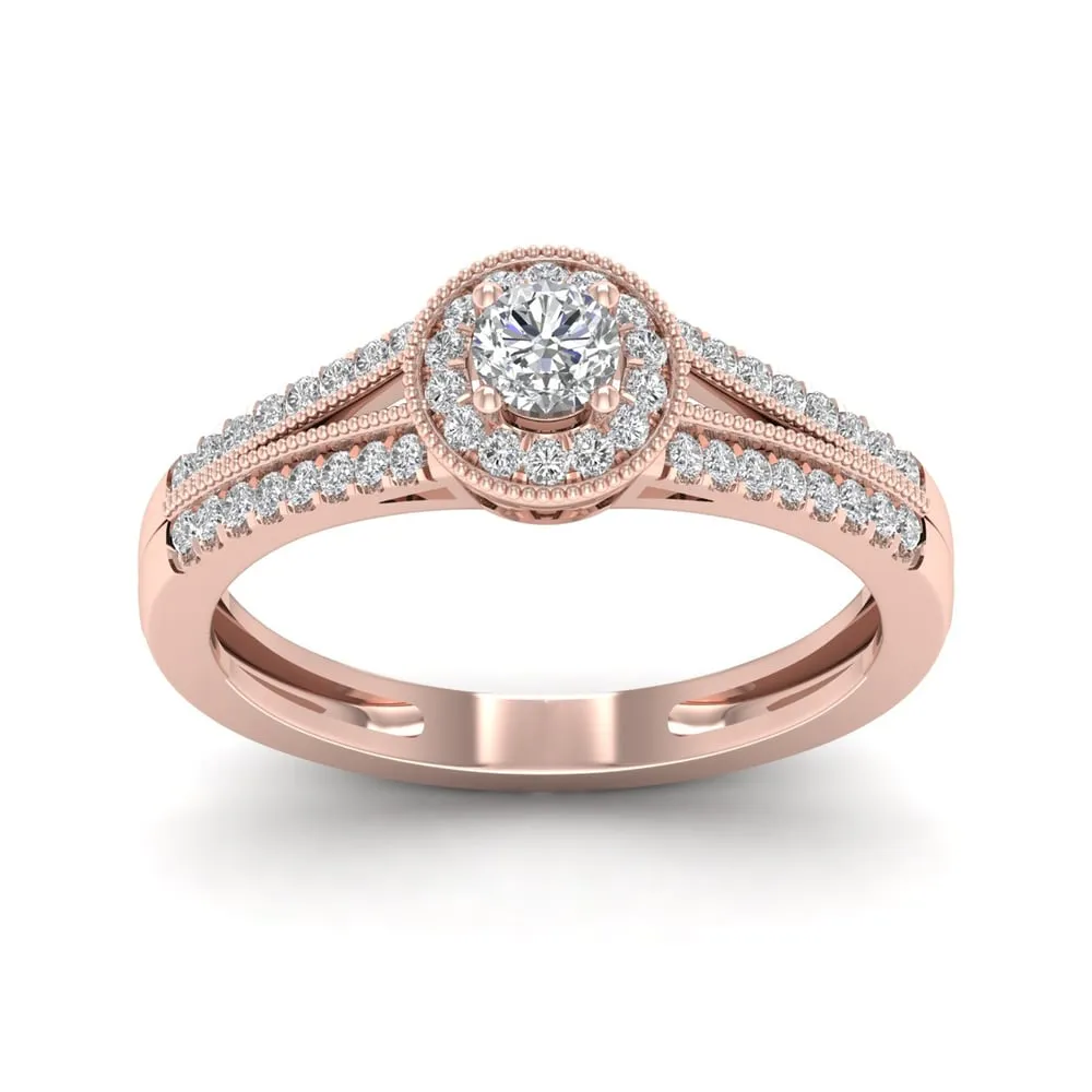 De Couer 1/3ct TDW Diamond Round Shape Halo Engagement Ring - Pink sold by Zulily