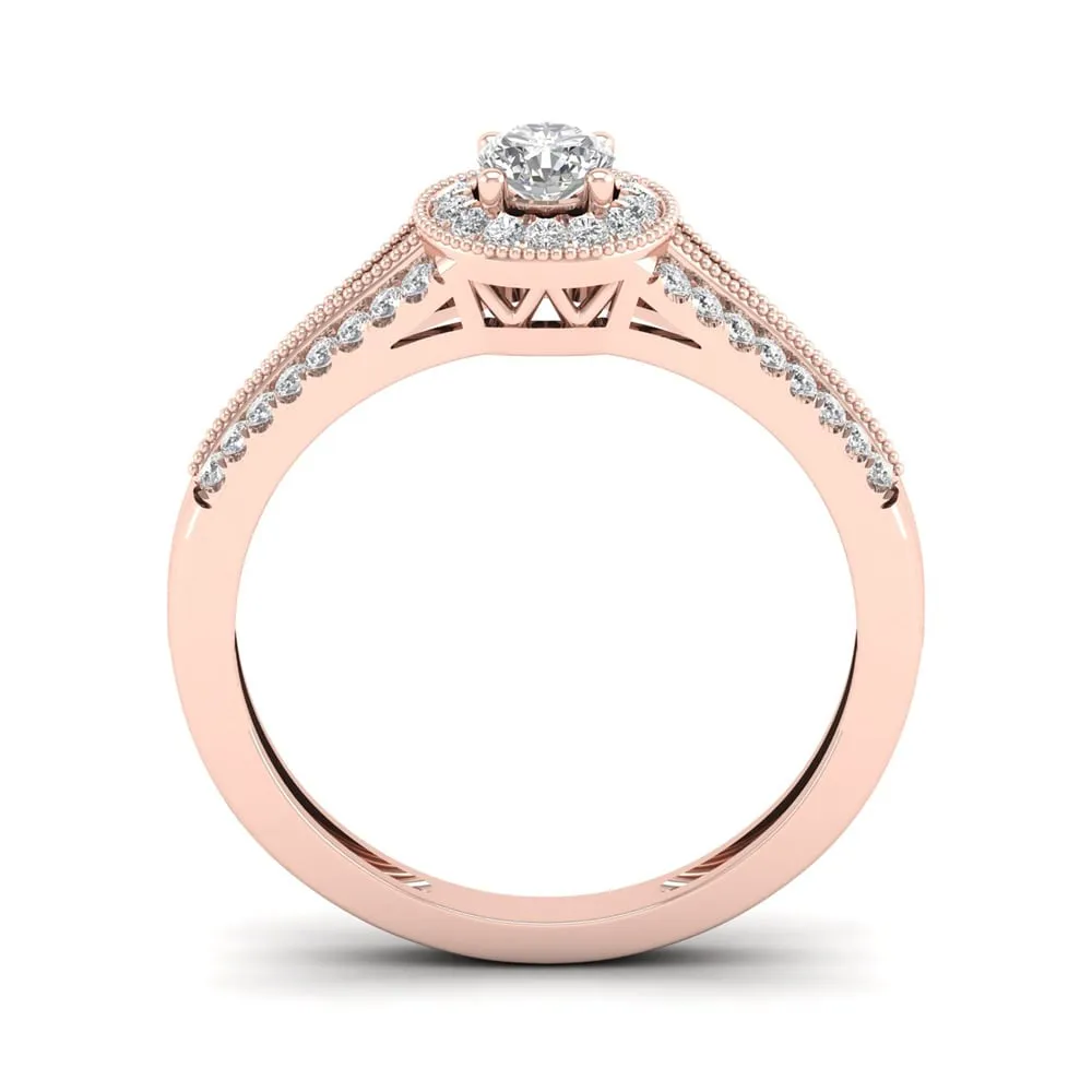 De Couer 1/3ct TDW Diamond Round Shape Halo Engagement Ring - Pink sold by Zulily product image thumbnail 3