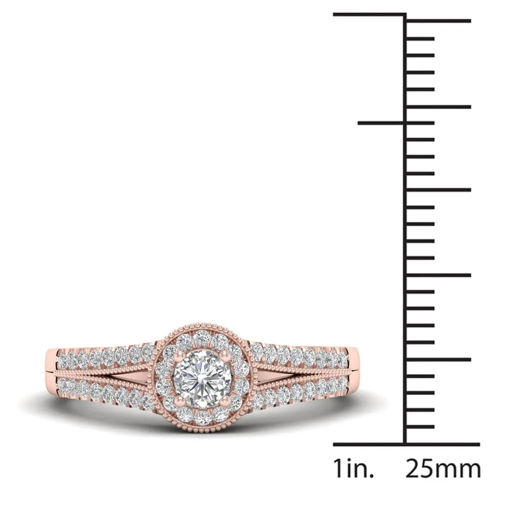 De Couer 1/3ct TDW Diamond Round Shape Halo Engagement Ring - Pink sold by Zulily product image thumbnail 4