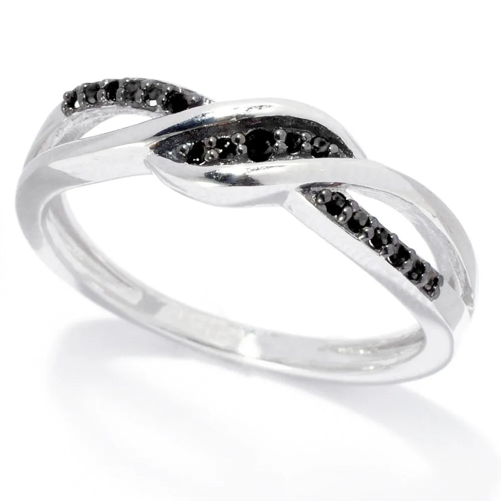 Sterling Silver with 0.12 CTTW Genuine Black Diamond Crossover Ring sold by Zulily