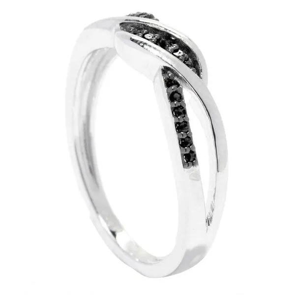 Sterling Silver with 0.12 CTTW Genuine Black Diamond Crossover Ring sold by Zulily product image thumbnail 2