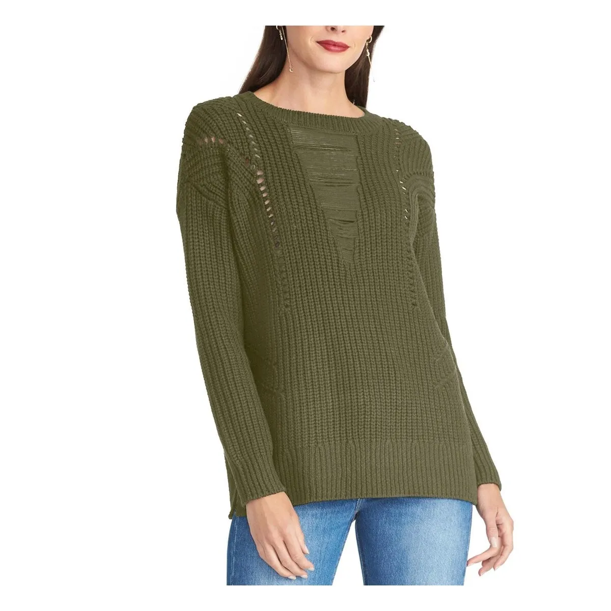 Rachel Roy Women's Textured Sweater Green Size XX-Large sold by Zulily