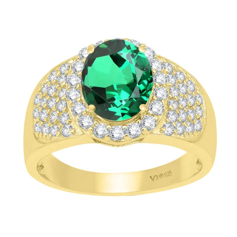 3.45ct Gold Over Sterling Silver Emerald and White Topaz Halo Ring sold by Zulily