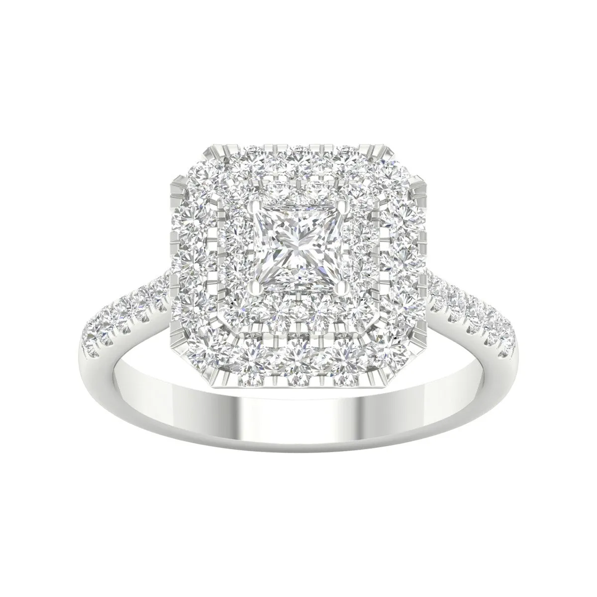 1ct TDW Princess Cut Diamond Halo Ring in 10k Gold by De Couer sold by Zulily