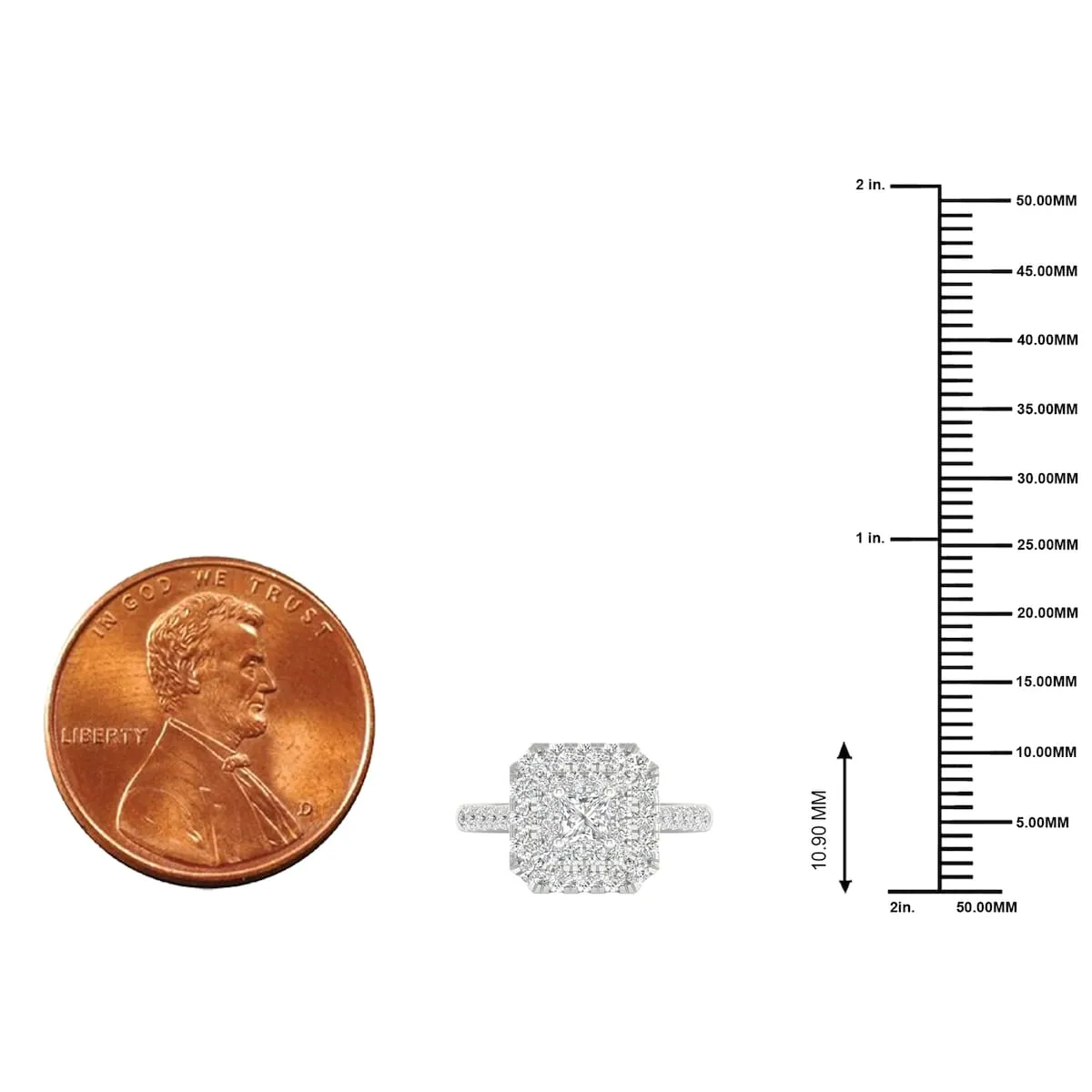 1ct TDW Princess Cut Diamond Halo Ring in 10k Gold by De Couer sold by Zulily product image thumbnail 4