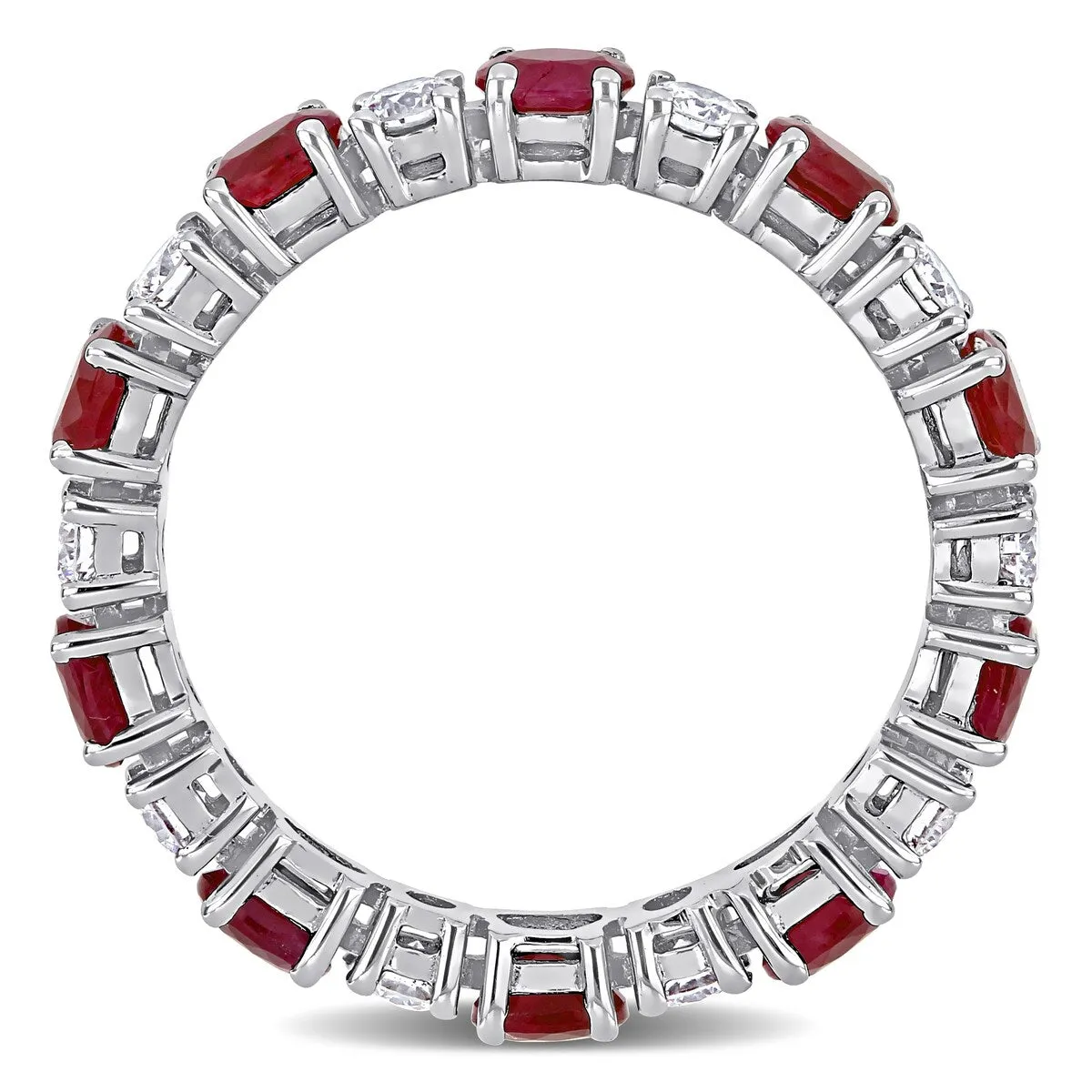 Miadora Oval-cut Ruby and Diamond Stackable Full-Eternity Band in 14k White Gold sold by Zulily product image thumbnail 4