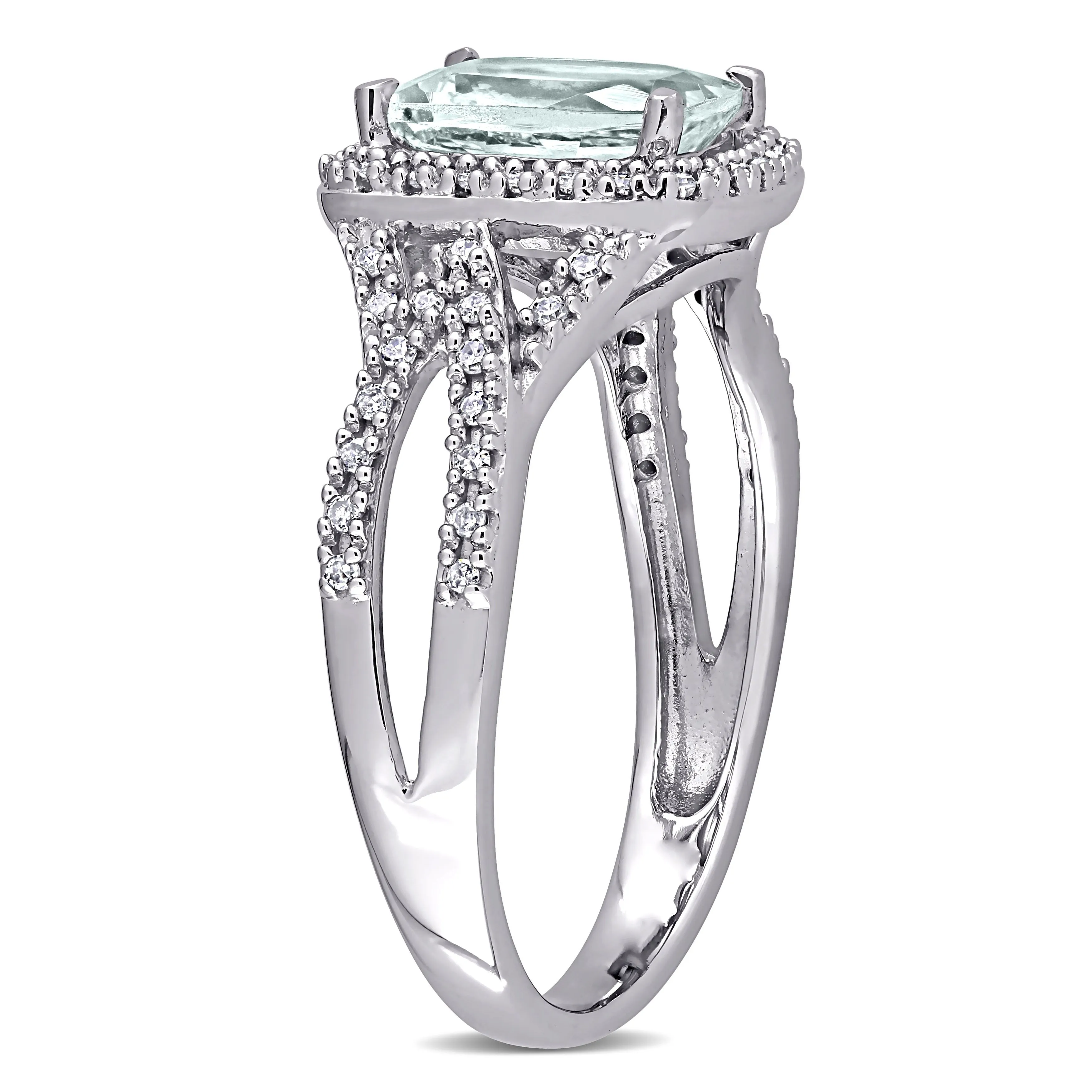 Miadora 1 1/8ct TGW Cushion Aquamarine and 1/6ct TW Diamond Infinity Halo Ring in 10k White Gold sold by Zulily product image thumbnail 2