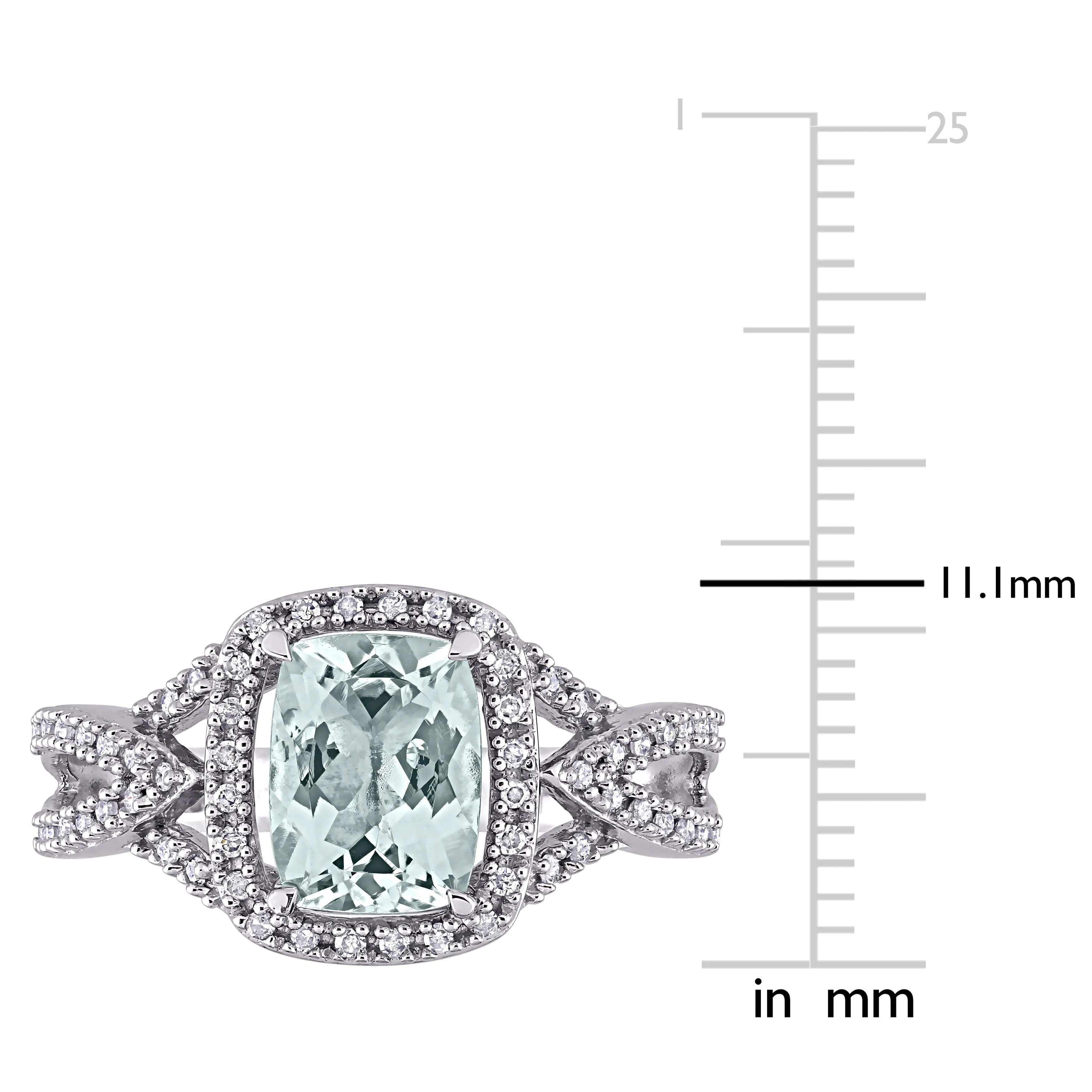 Miadora 1 1/8ct TGW Cushion Aquamarine and 1/6ct TW Diamond Infinity Halo Ring in 10k White Gold sold by Zulily product image thumbnail 3