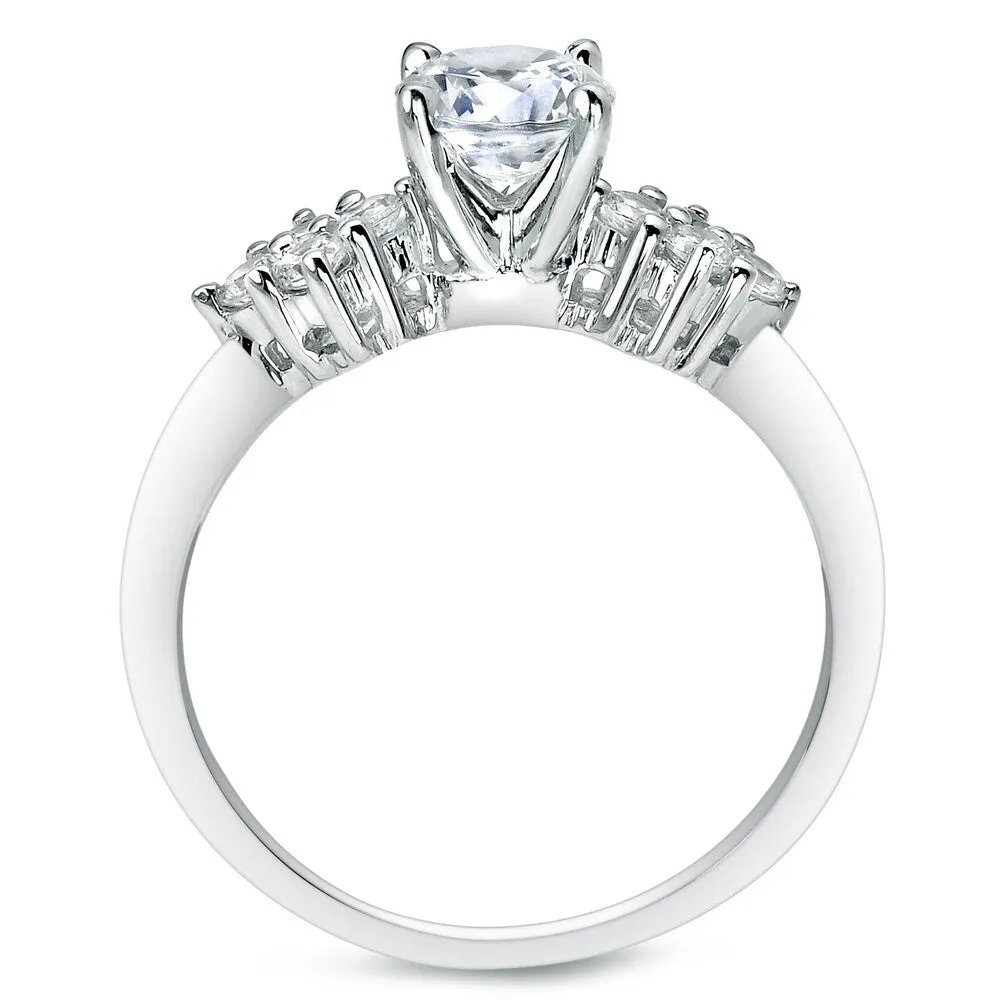 Auriya Platinum 1ct TDW Certified Round-cut Diamond Engagement Ring Bridal Set sold by Zulily product image thumbnail 3