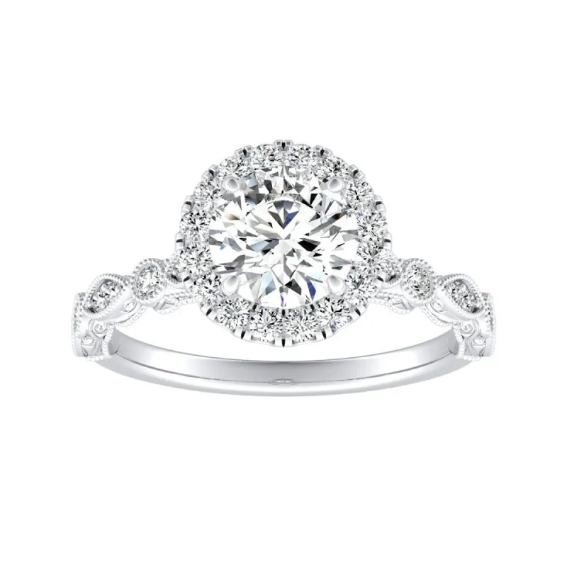 Auriya 14k Gold Vintage 3/4ct Moissanite Halo Diamond Engagement Ring 1/3ctw sold by Zulily
