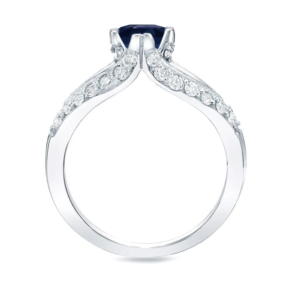 Platinum Round 1/2ct Sapphire and 3/4ct TDW Diamond Engagement Ring Set by Auriya sold by Zulily product image thumbnail 3