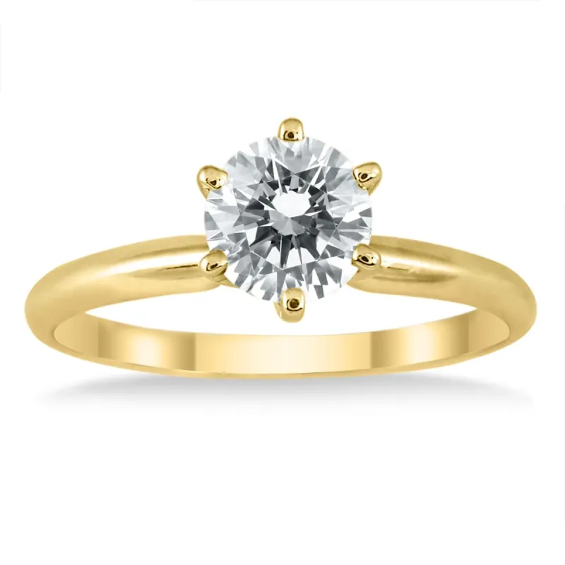 AGS Certified 1 Carat Diamond Solitaire Ring in 14K Yellow Gold (I-J Color, I2-I3 Clarity) sold by Zulily