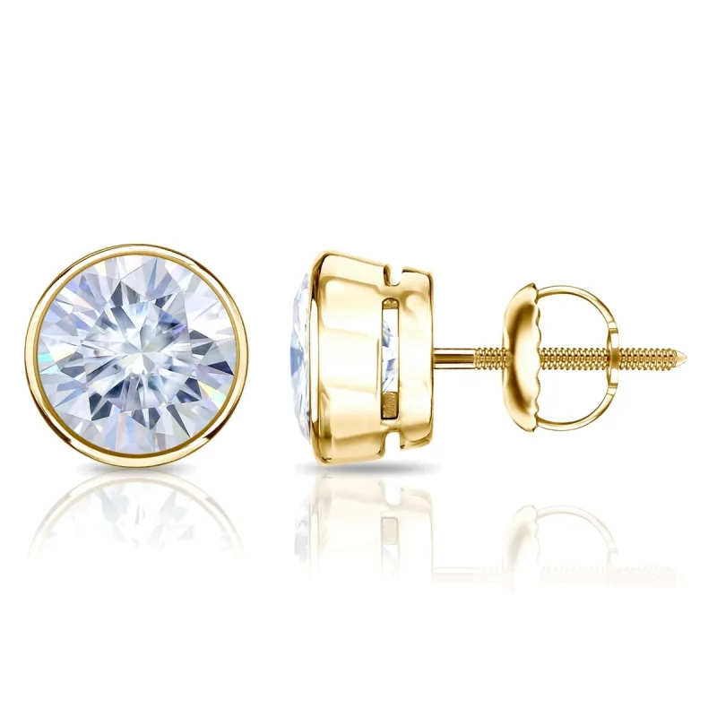 Auriya 18k Gold 3ctw Bezel-set Round Moissanite Stud Earrings - 7.4 mm sold by Zulily