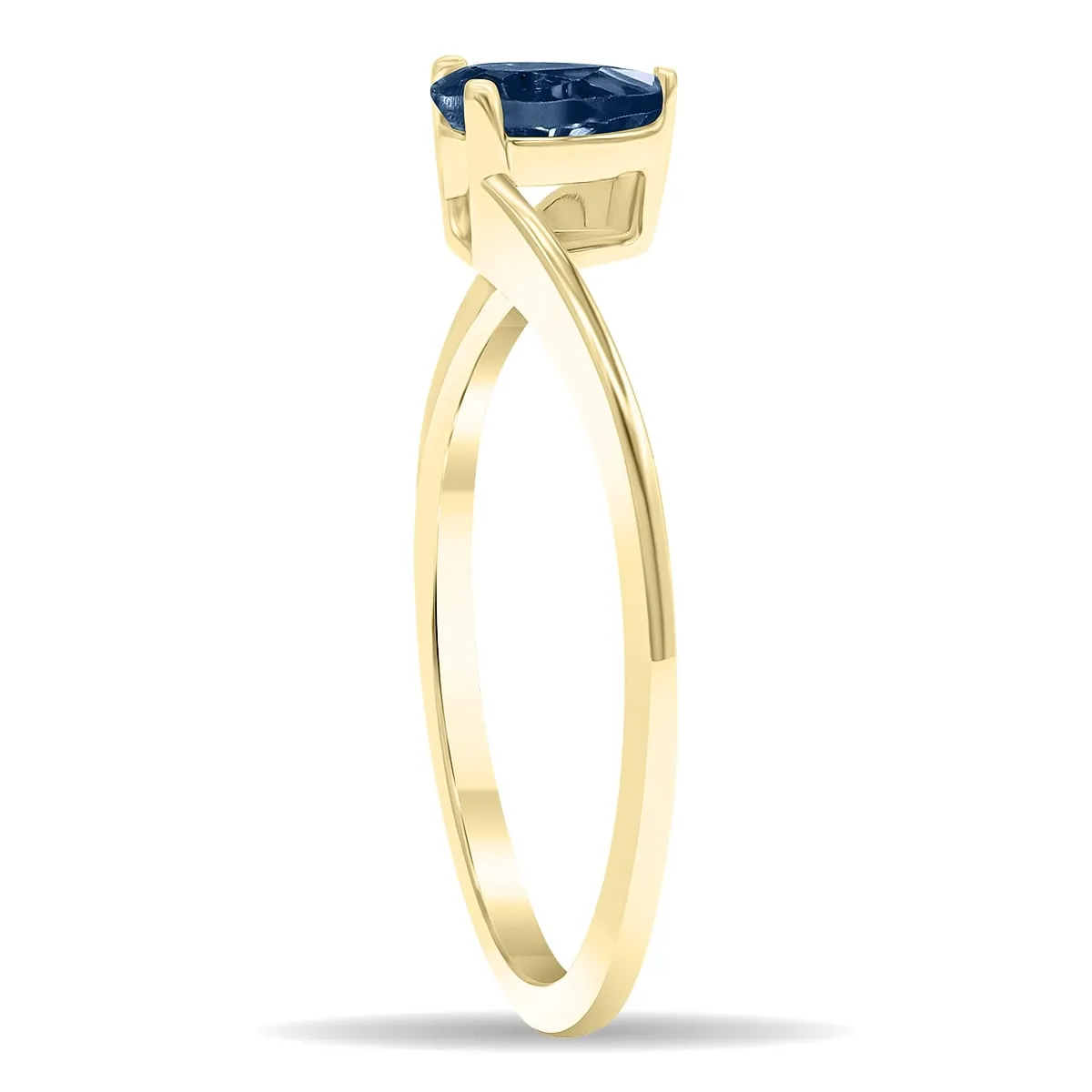 Women's Solitaire Pear Shaped Sapphire Wave Ring in 10K Yellow Gold sold by Zulily product image thumbnail 3